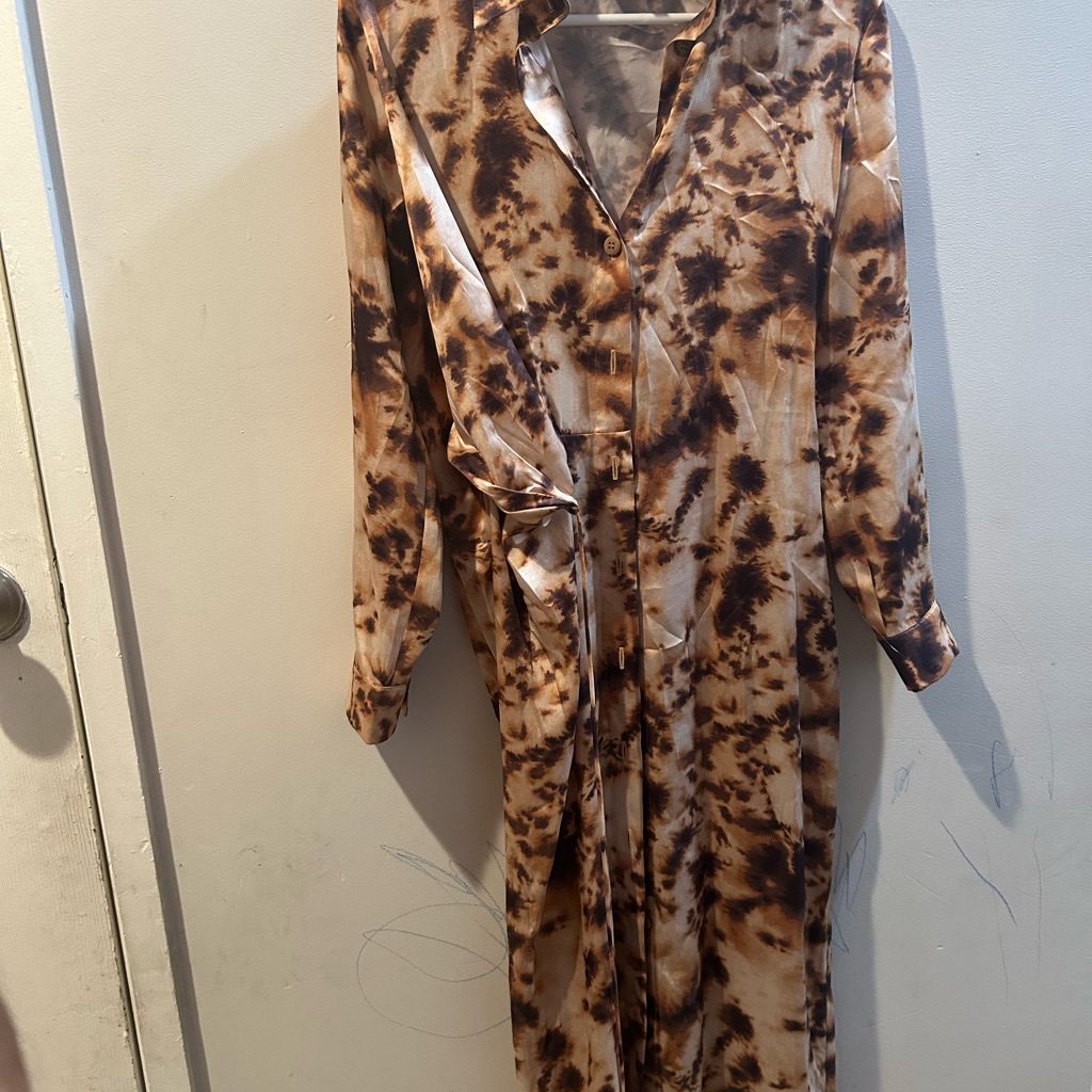 Nanushka Brown And Cream Tie-Dye Button Shirt
